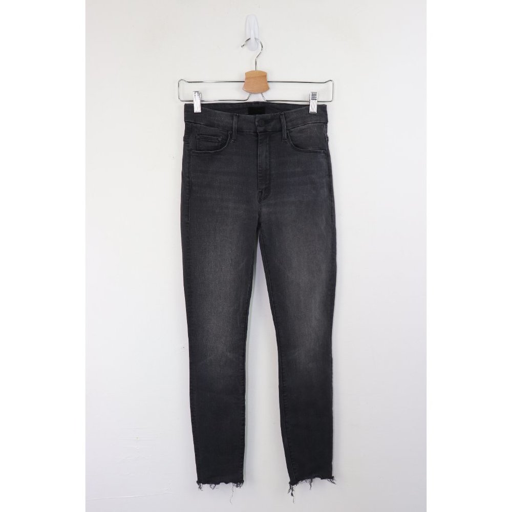 Mother High Waisted Looker Ankle Fray Skinny Jeans Lighting Up Lanterns Grey 24 - Picture 3 of 11